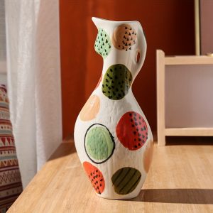 Chic Hand-Painted Ceramic Vase for Hydroponics - Elegant Home & Office Decor, Unique Artistic Flower Arrangement Piece, Perfect for Living Room or Study Area